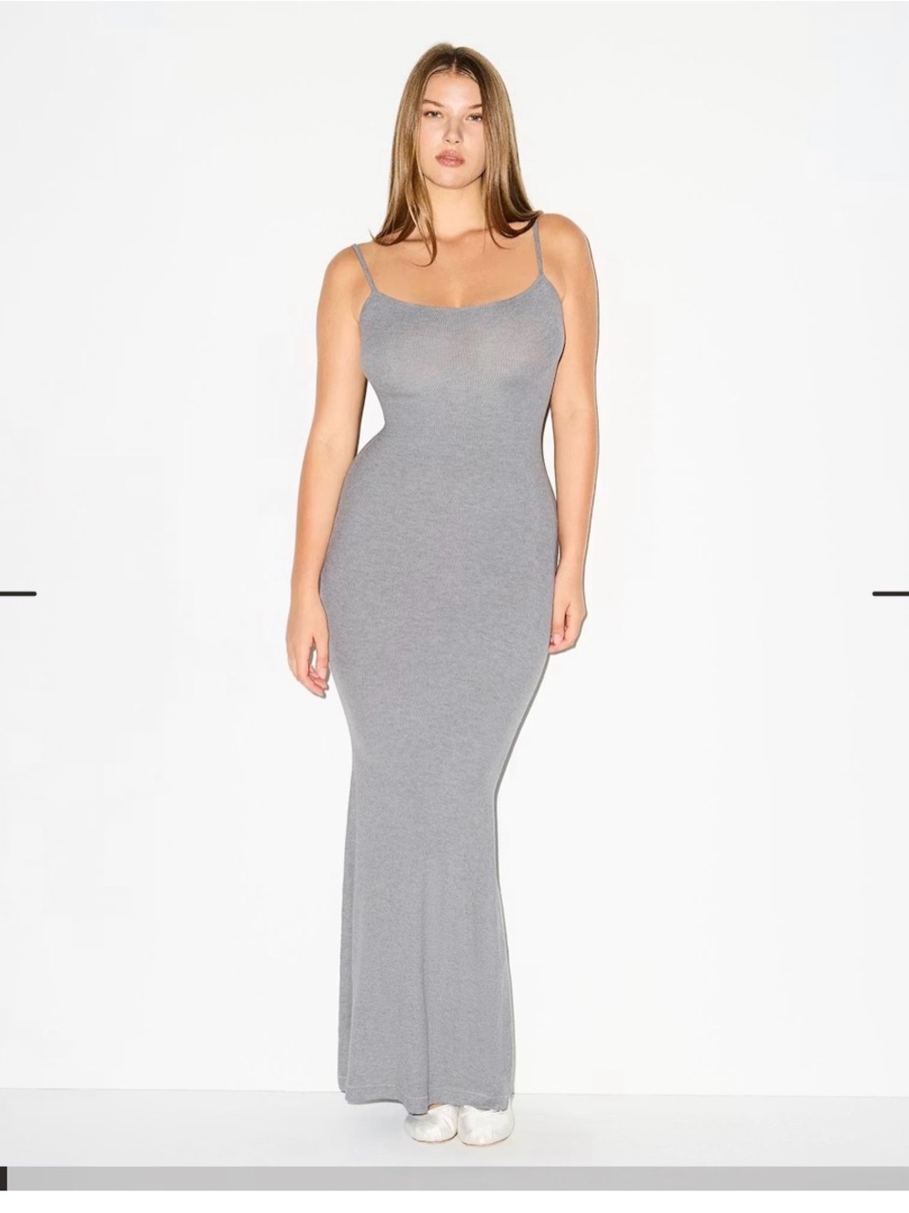 SKIMS Heather Gray Spaghetti-Strap Maxi Dress soft lounge